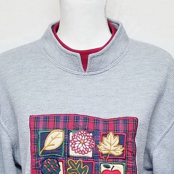 VINTAGE 80s Baxter & Wells Fall Gray Sweatshirt M - Picture 2 of 9